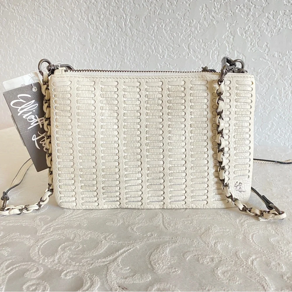 elliott lucca ivory woven trio bag